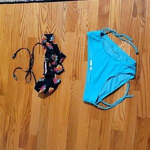 Shoshanna floral bikini top M/L and Anne Cole Signature bottoms in blue (small)